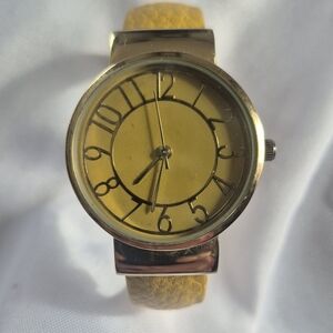 Vintage Geneva Cuff Watch, Mustard Yellow